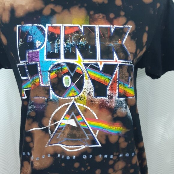 Pink Floyd Dark Side Of The Moon Bleach Dye T Shirt Mens Small Cotton Black - Picture 2 of 4